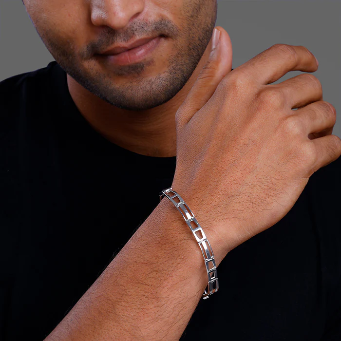 Silver Jazzy Link Bracelet For Him - Image 3