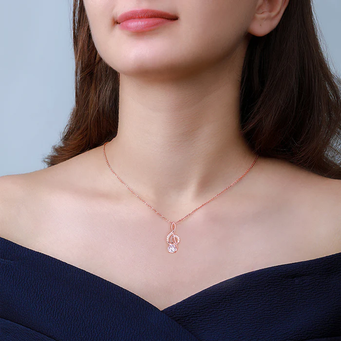 Rose Gold Clef Pendant With Link Chain - Image 2
