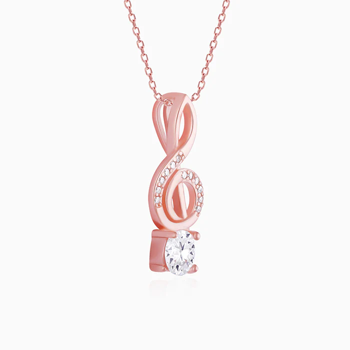 Rose Gold Clef Pendant With Link Chain - Image 4