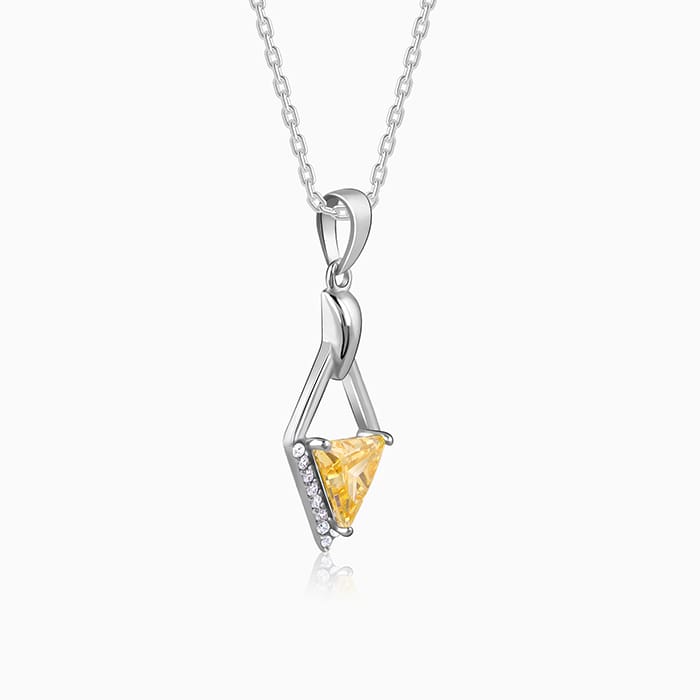 Silver Yellow Prism Pendant with Link Chain - Image 4