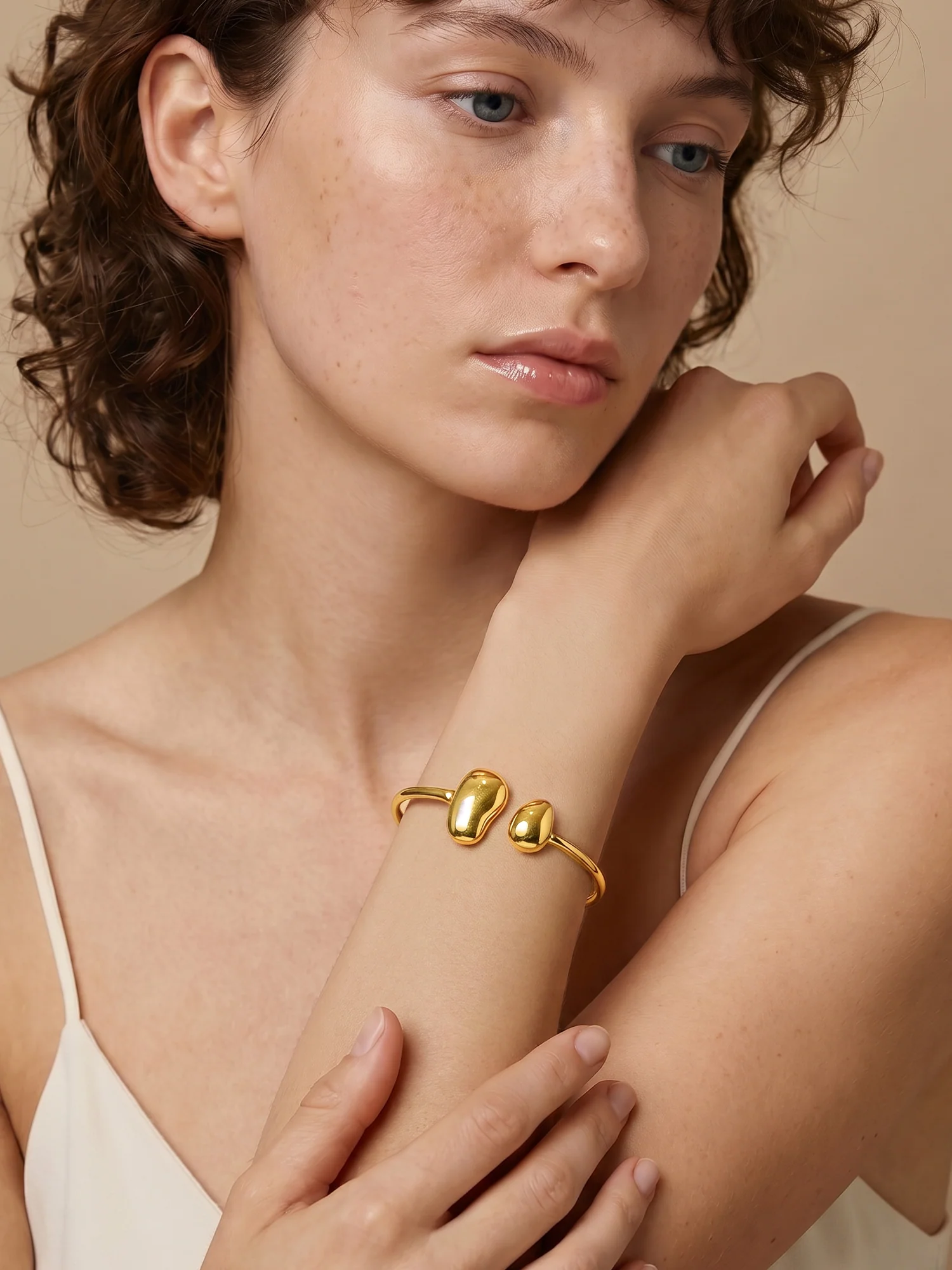 Off End Gold Plated Cuff Bracelet - Image 3
