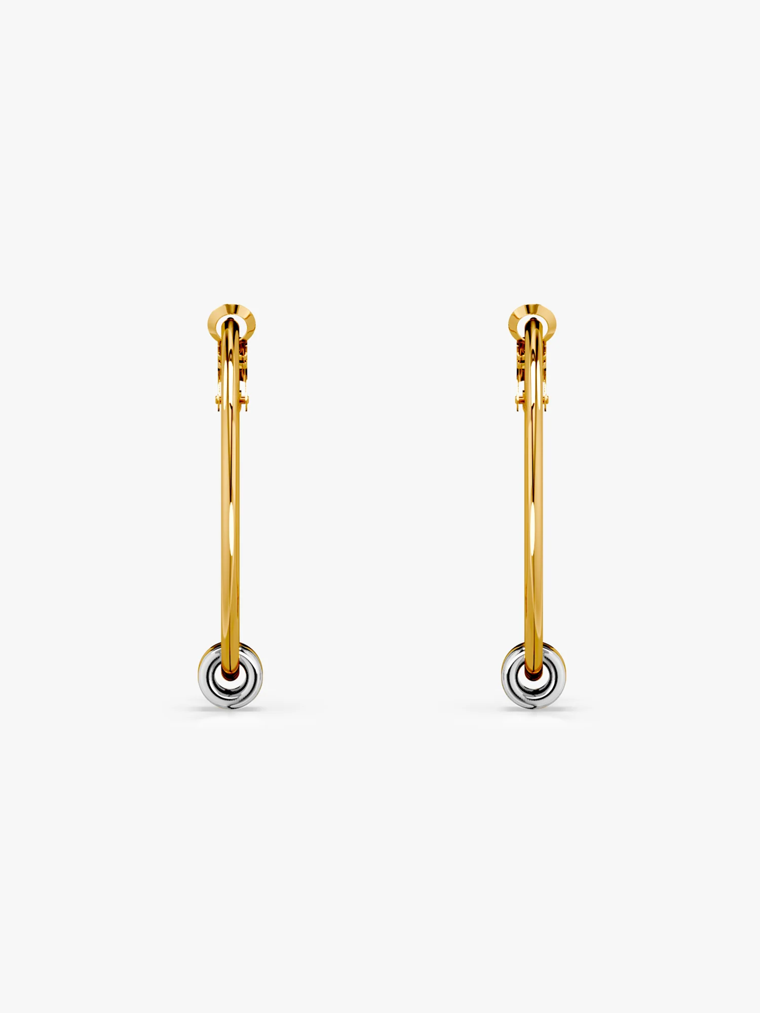 Orb Detail Dual Tone Hoop Earrings - Image 4