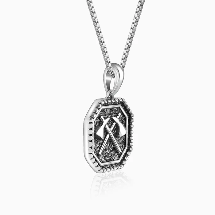 Oxidised Cyber Shard Pendant With Box Chain For Him - Image 4