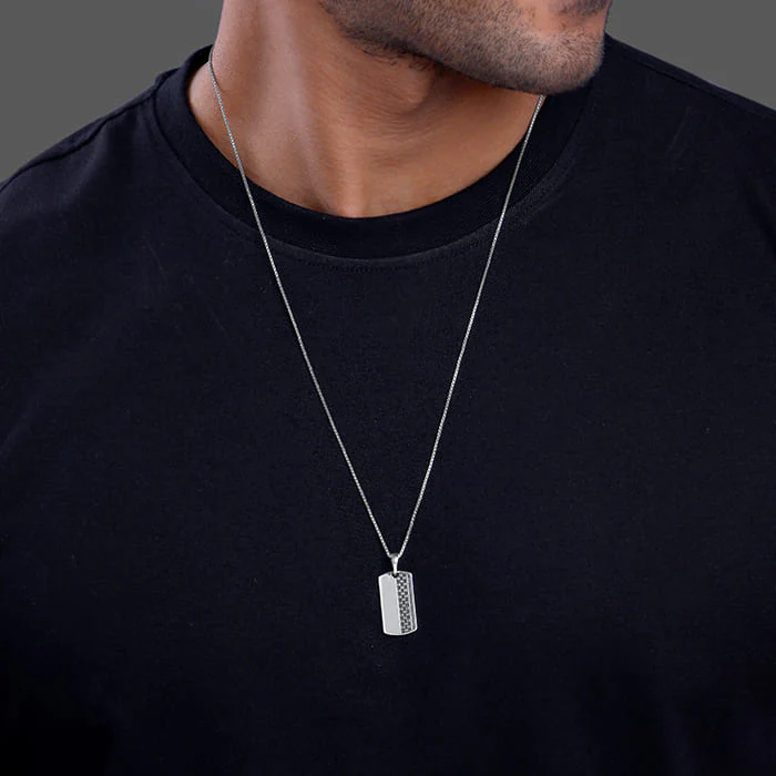 Oxidised Silver Admiring Pendant With Box chain - Image 3