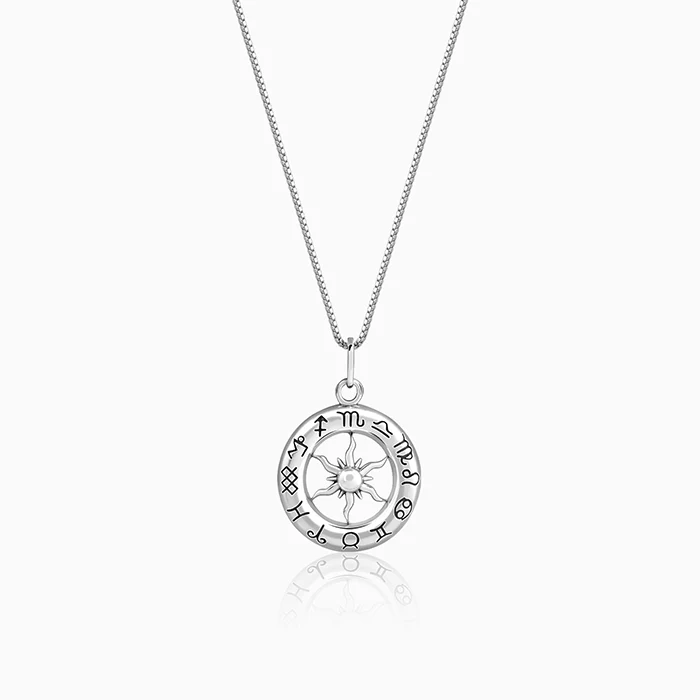 Oxidised Silver AstroHalo Pendant With Box Chain For Him