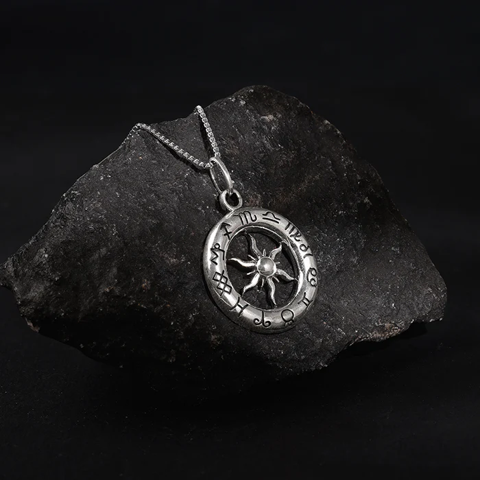 Oxidised Silver AstroHalo Pendant With Box Chain For Him - Image 2