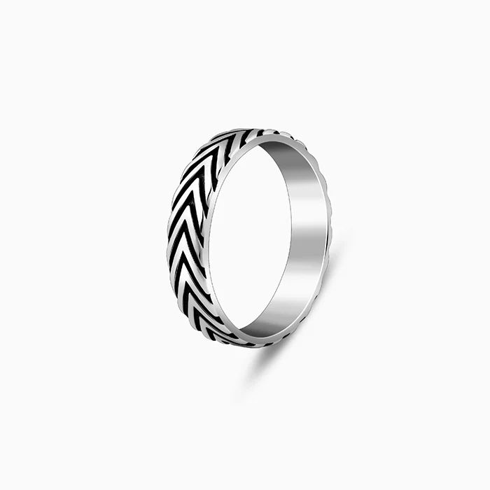 Oxidised Silver Chevron Ring For Him - Image 4