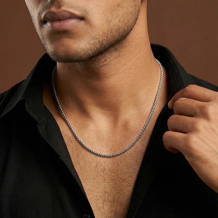 Oxidised Silver Flex Box Chain For Him - Image 3