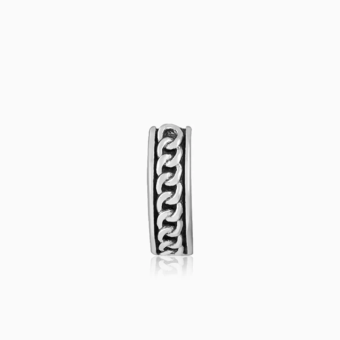 Oxidised Silver Linked Chain Hoop Stud For Him - Image 5
