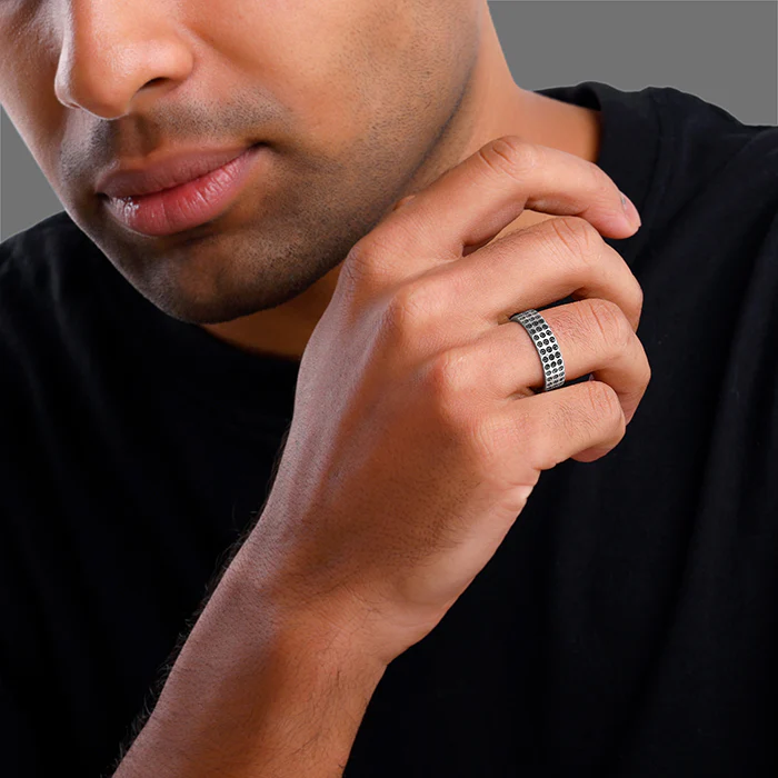 Oxidised Silver Lucifer Ring For Him - Image 3