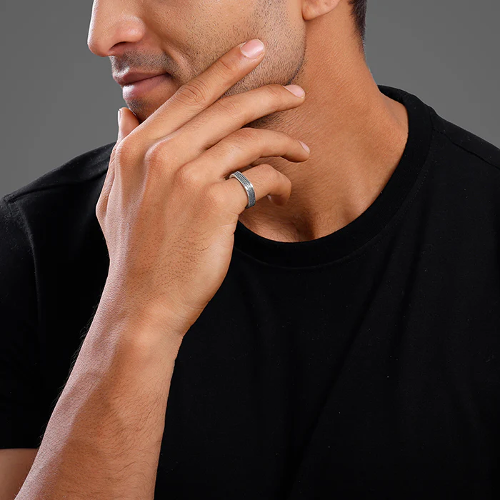 Oxidised Silver Meraki Ring For Him - Image 3