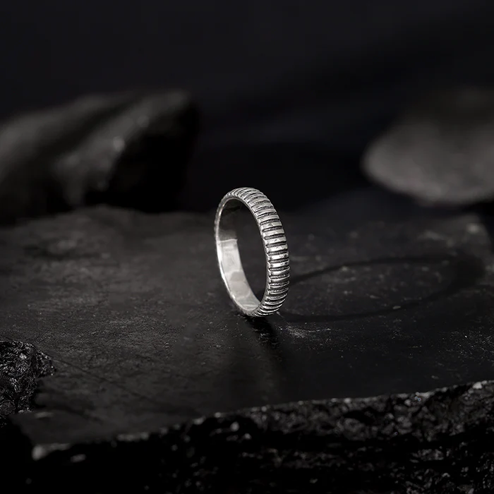 Oxidised Silver Modest Leader Ring For Him - Image 2