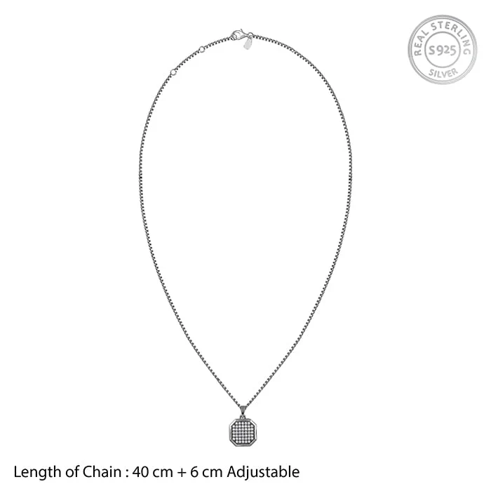 Oxidised Silver Observer Pendant With Box Chain For Him - Image 6