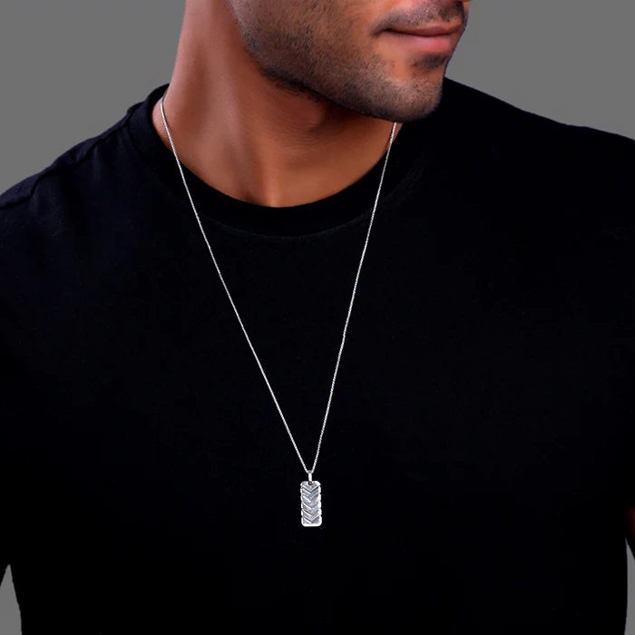 Oxidised Silver Retro Pendant With Box Chain - Image 3