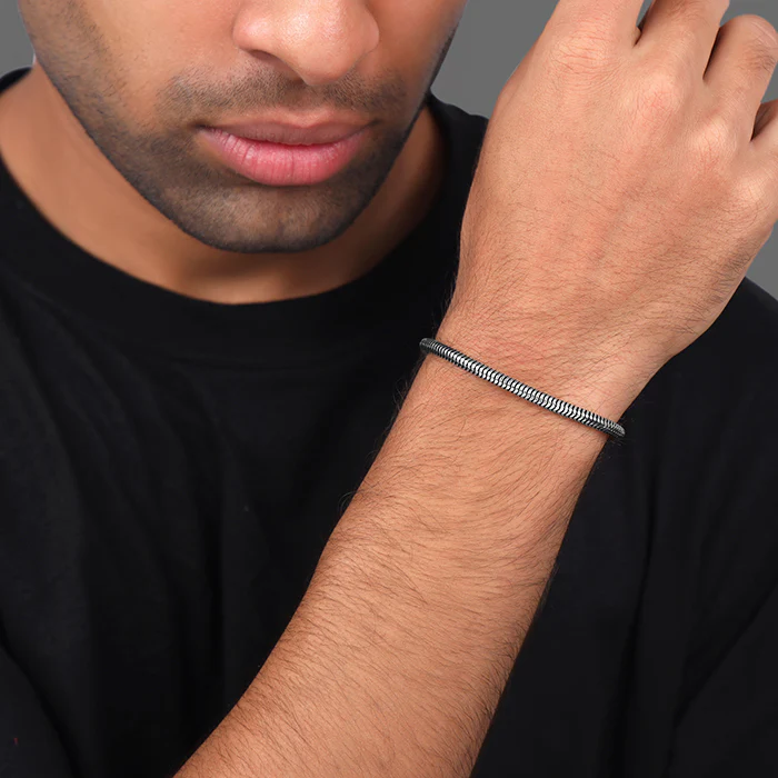 Oxidised Silver Serpentina Bracelet For Him - Image 3
