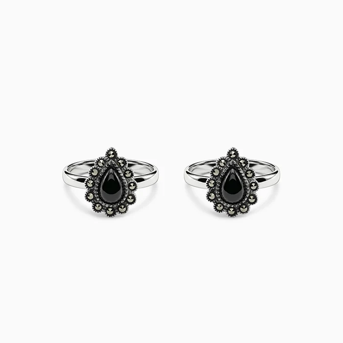 Oxidised Silver Sevanthi Toe Rings