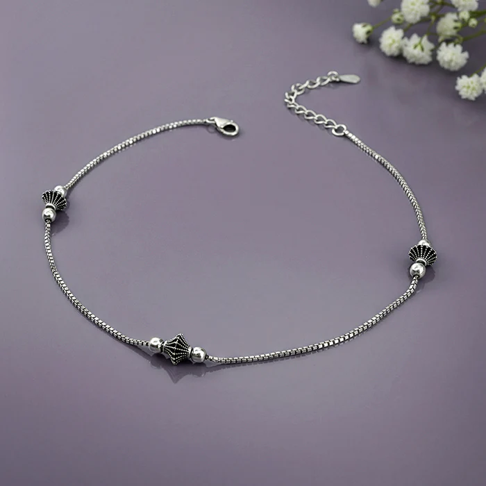 Oxidised Silver Starlace Charm Anklet - Image 2
