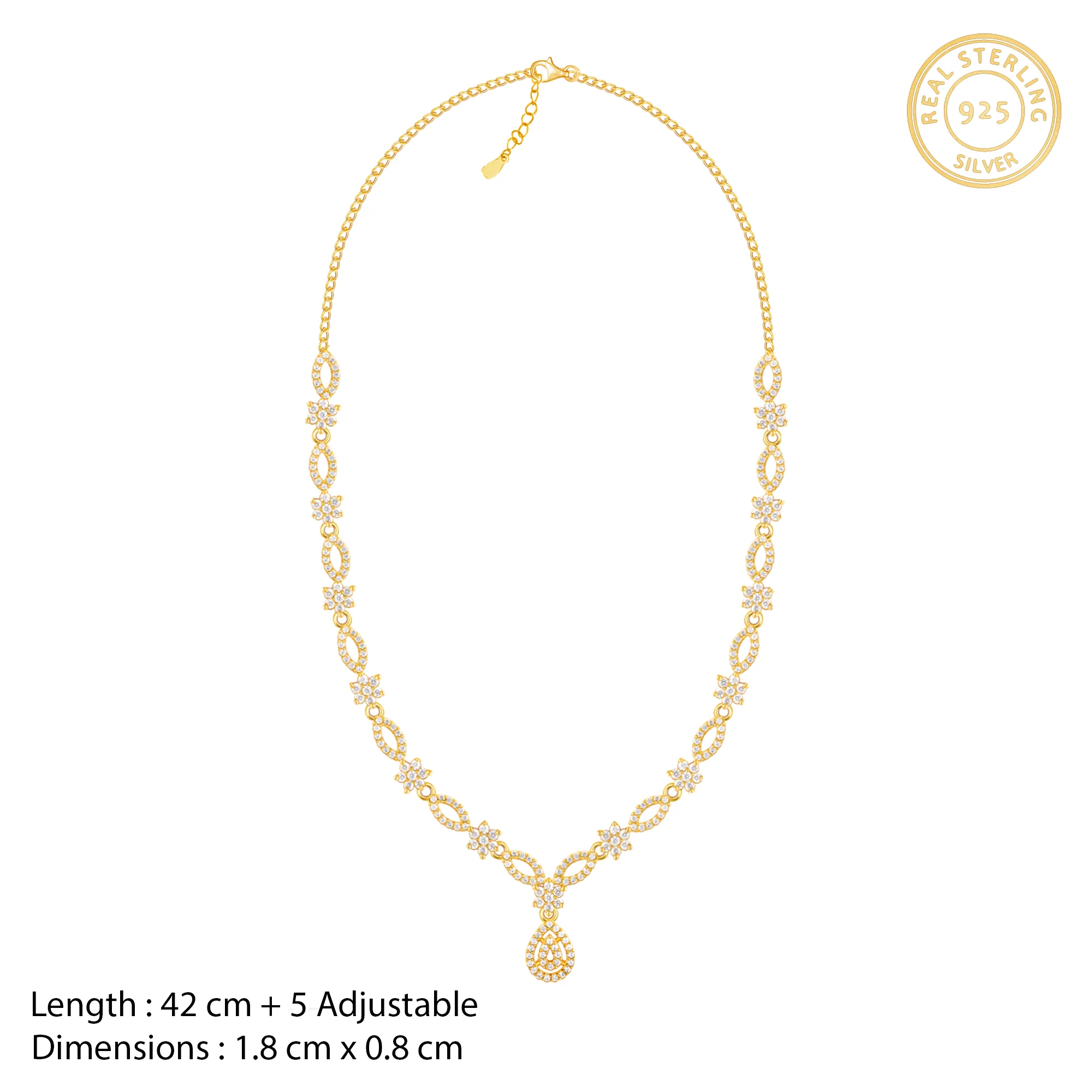 Golden Zircon Shine Elegant Necklace - Image 4
