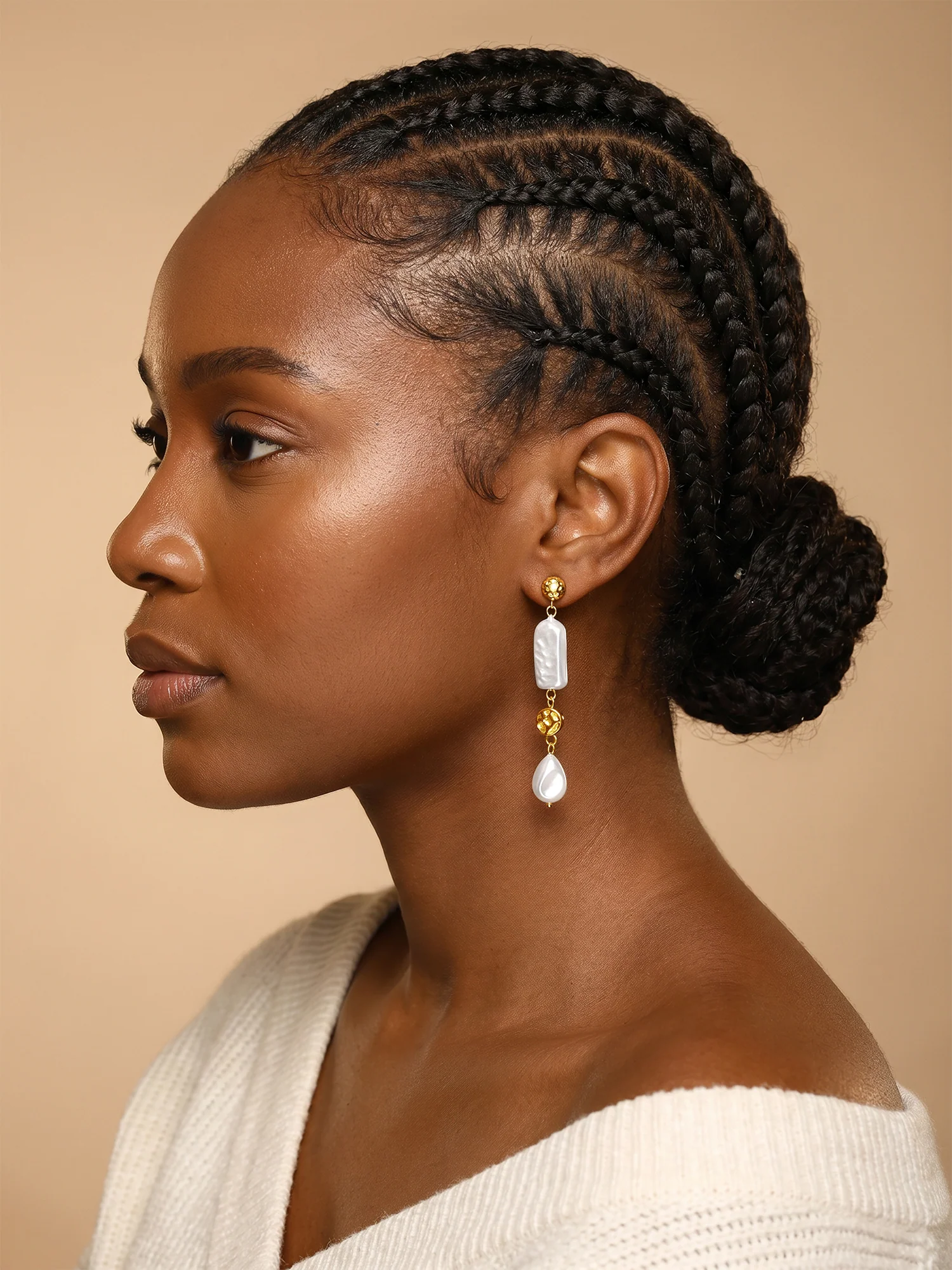 Pearl Bar Babe Gold Plated Earrings - Image 3