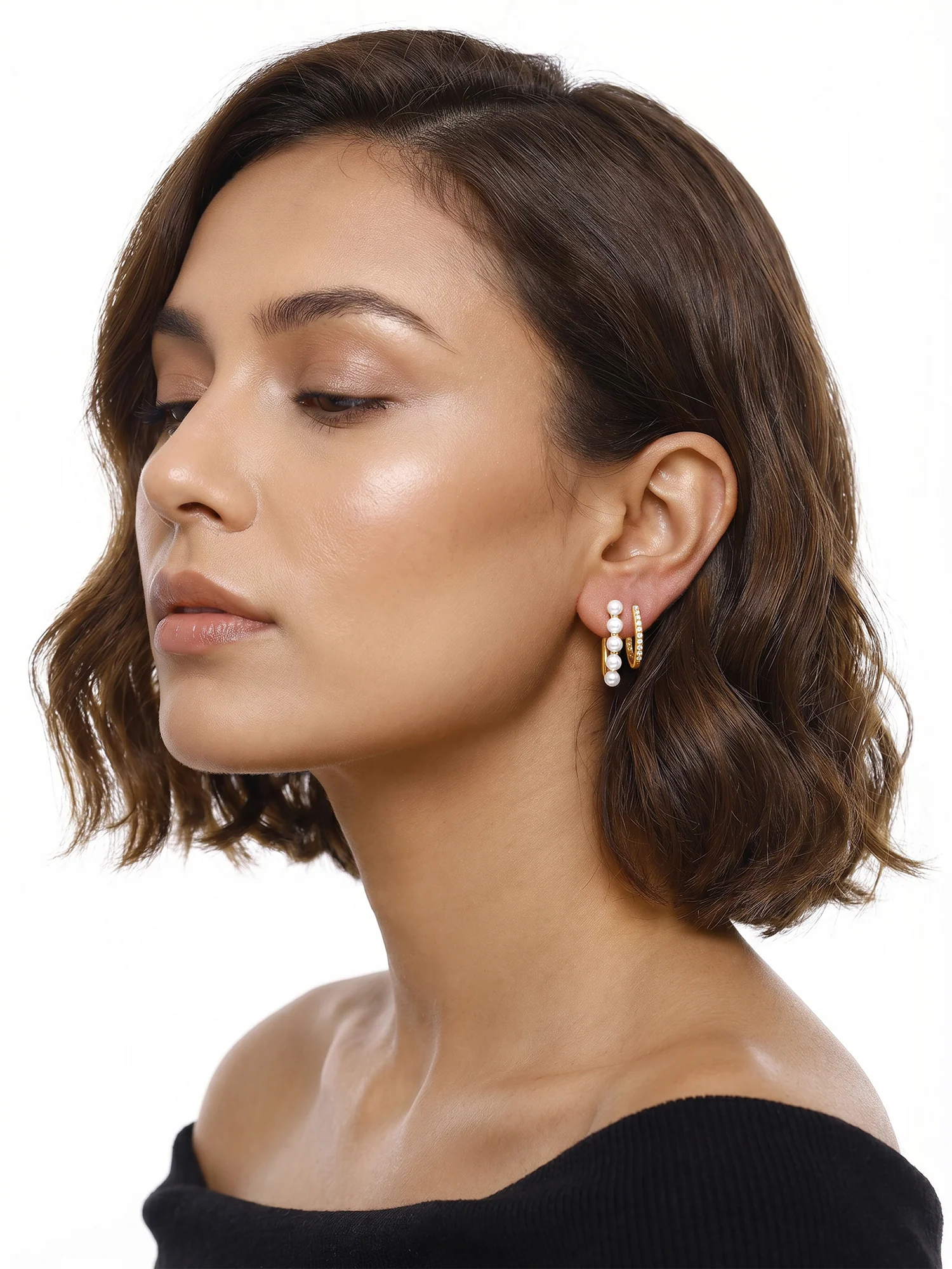 Pearl Core Gold Plated Earrings - Image 3