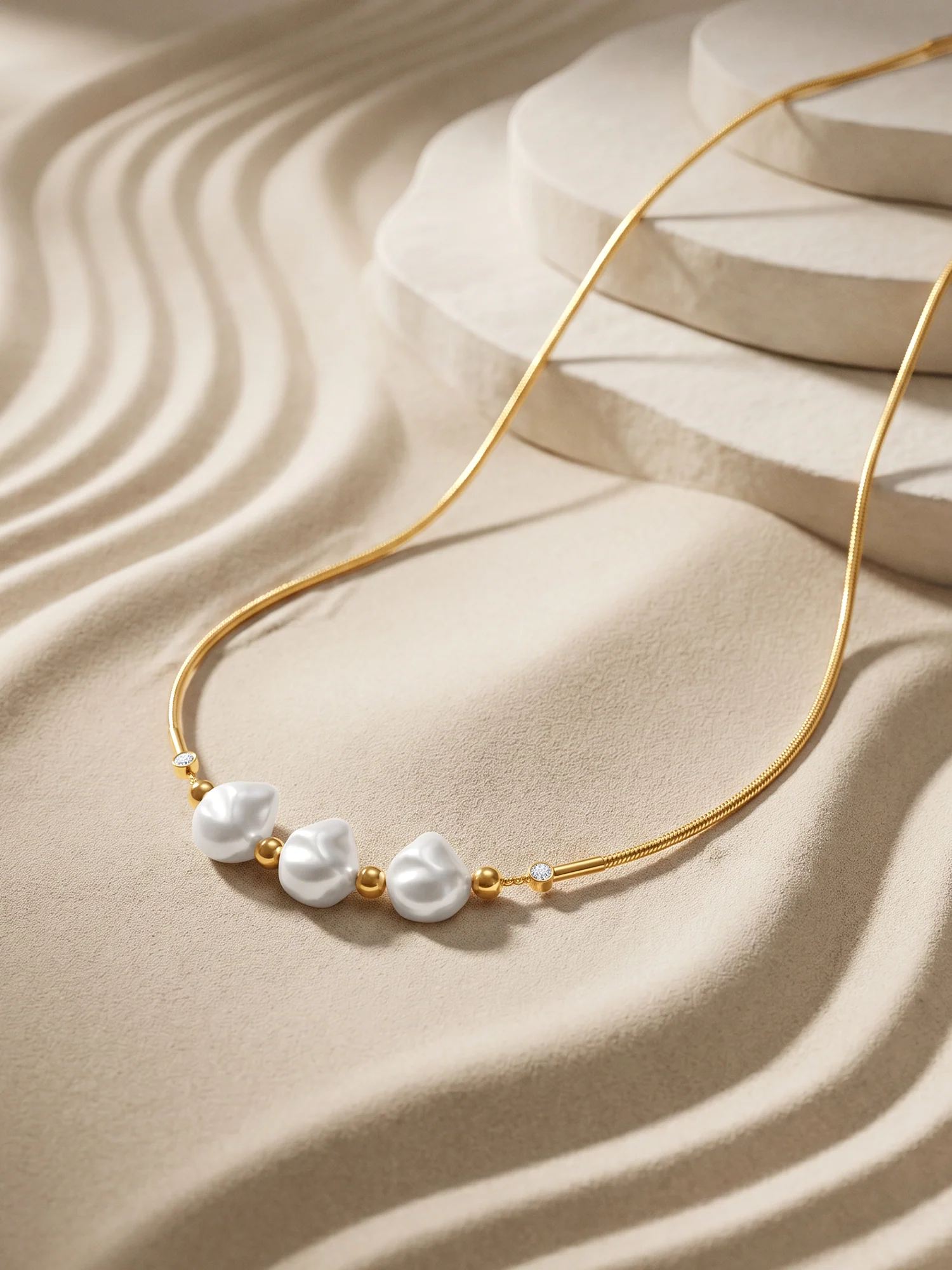 Pearl Drop Gold Plated Necklace - Image 2