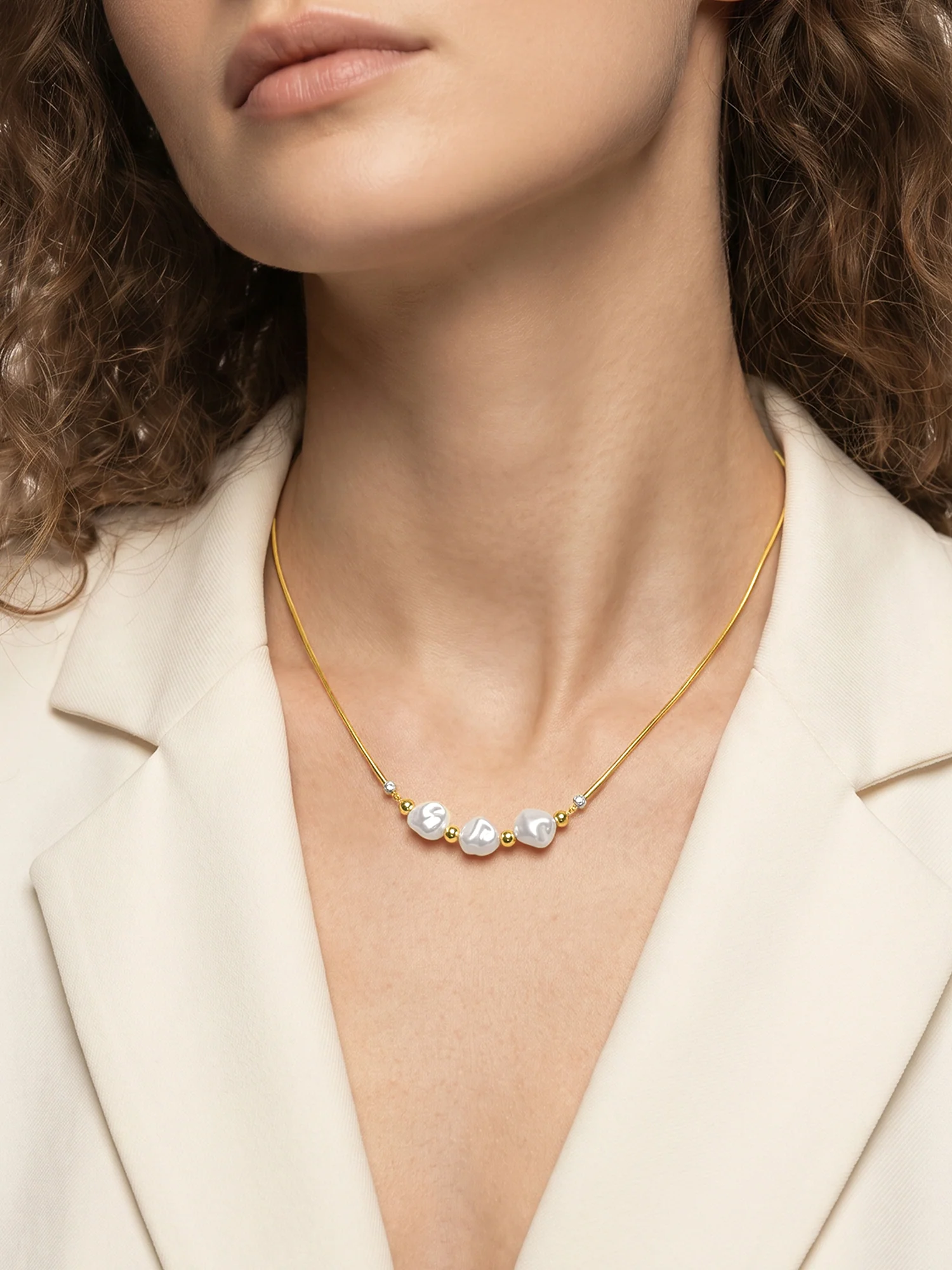 Pearl Drop Gold Plated Necklace - Image 3