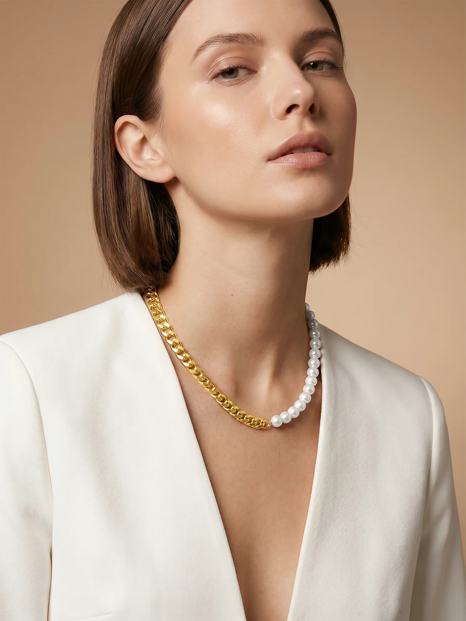Pearl Layer Love Gold Plated Necklace - Image 3