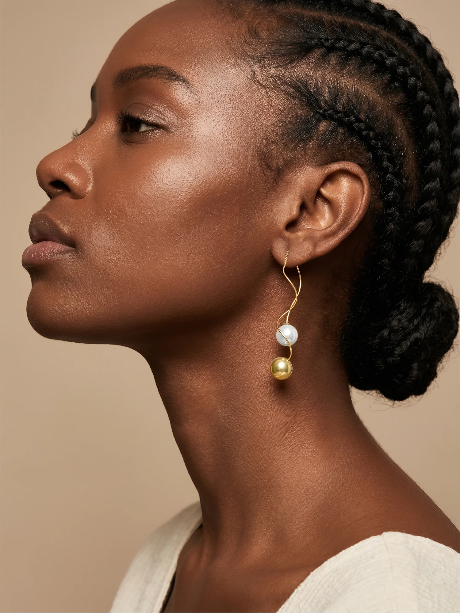 Pearl Waltz Gold Plated Earrings - Image 3