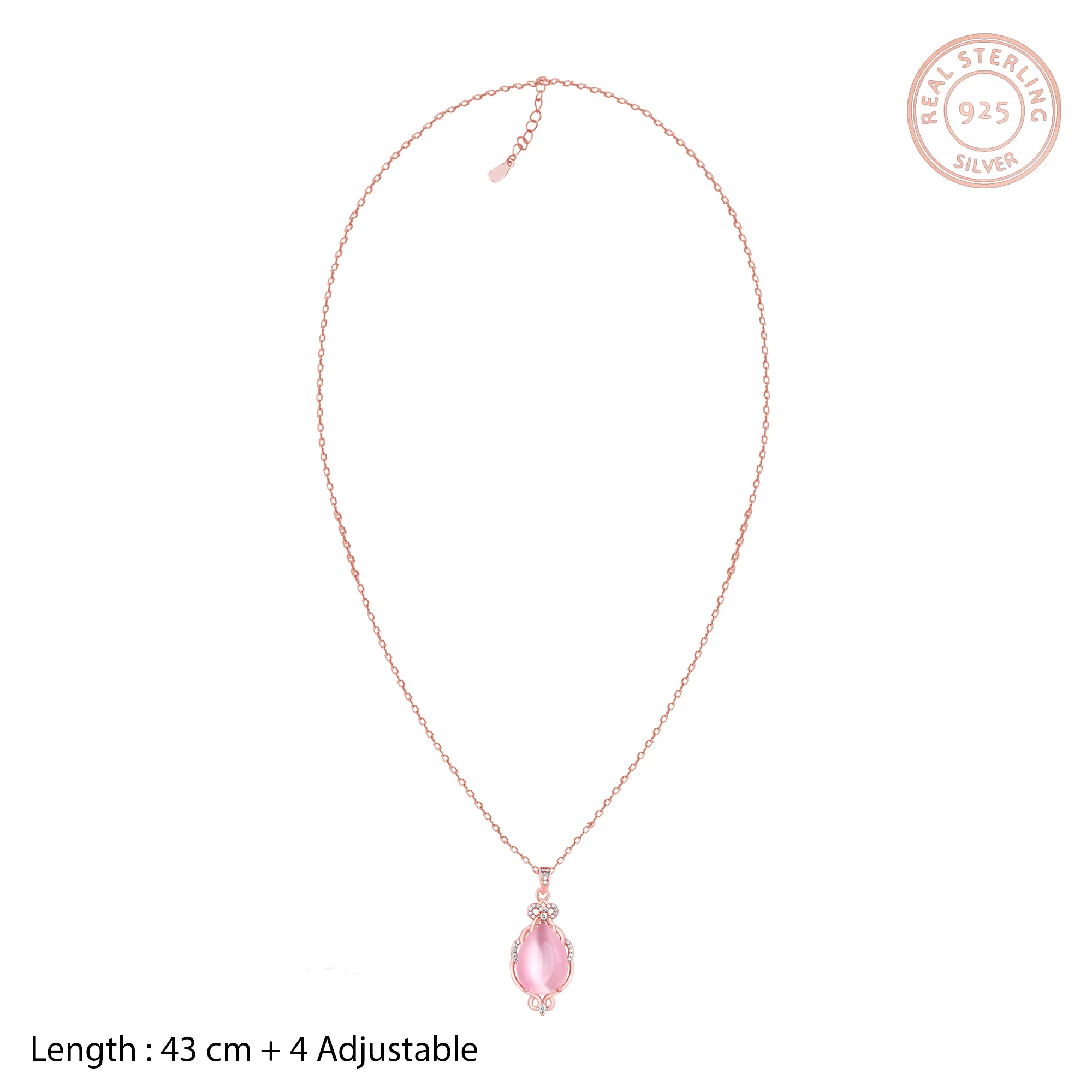 Rose Gold Pink Pendant with Link Chain - Image 6