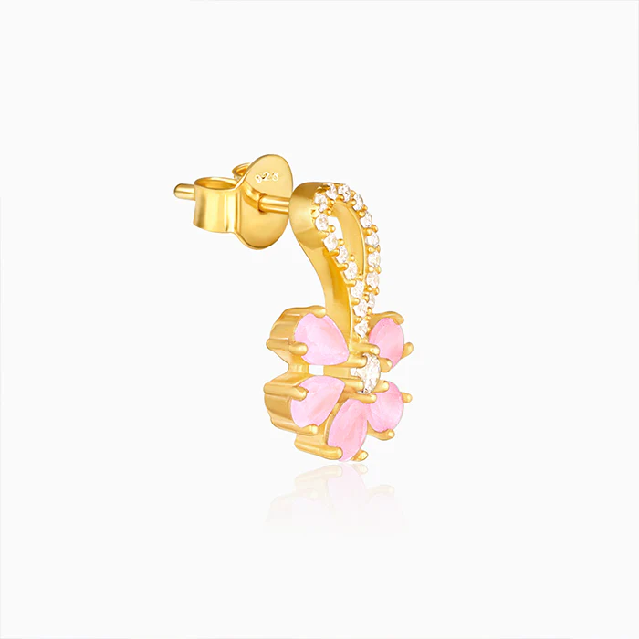 Golden Pink Floral Damsel Earrings - Image 3