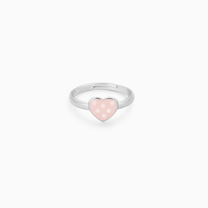 Silver Baby Pink Love Kids Ring