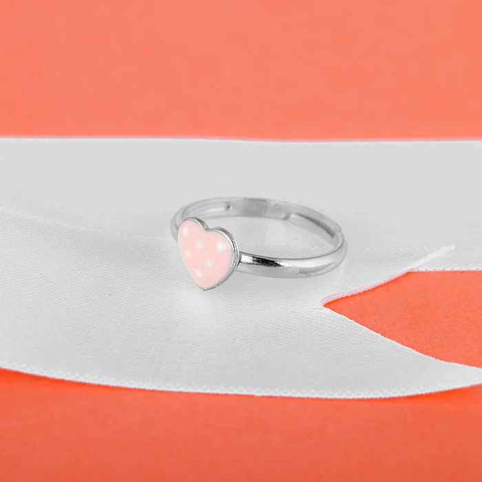 Silver Baby Pink Love Kids Ring - Image 2