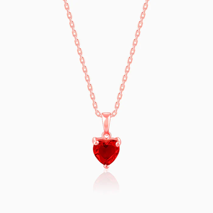 Rose Gold Loving in Red Pendant With Link Chain