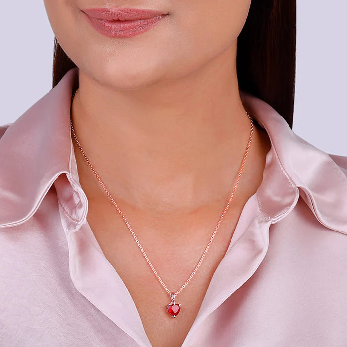 Rose Gold Loving in Red Pendant With Link Chain - Image 3