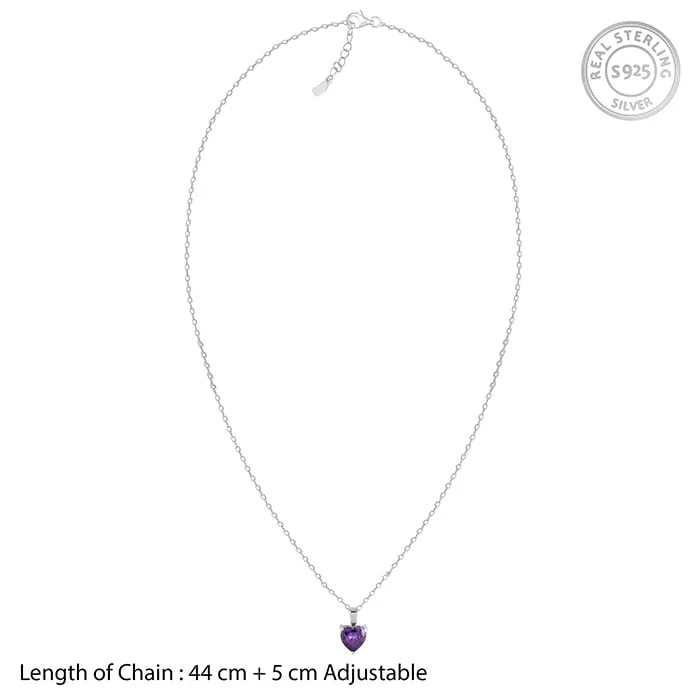 Silver Purple Heart Pendant with Link Chain - Image 5