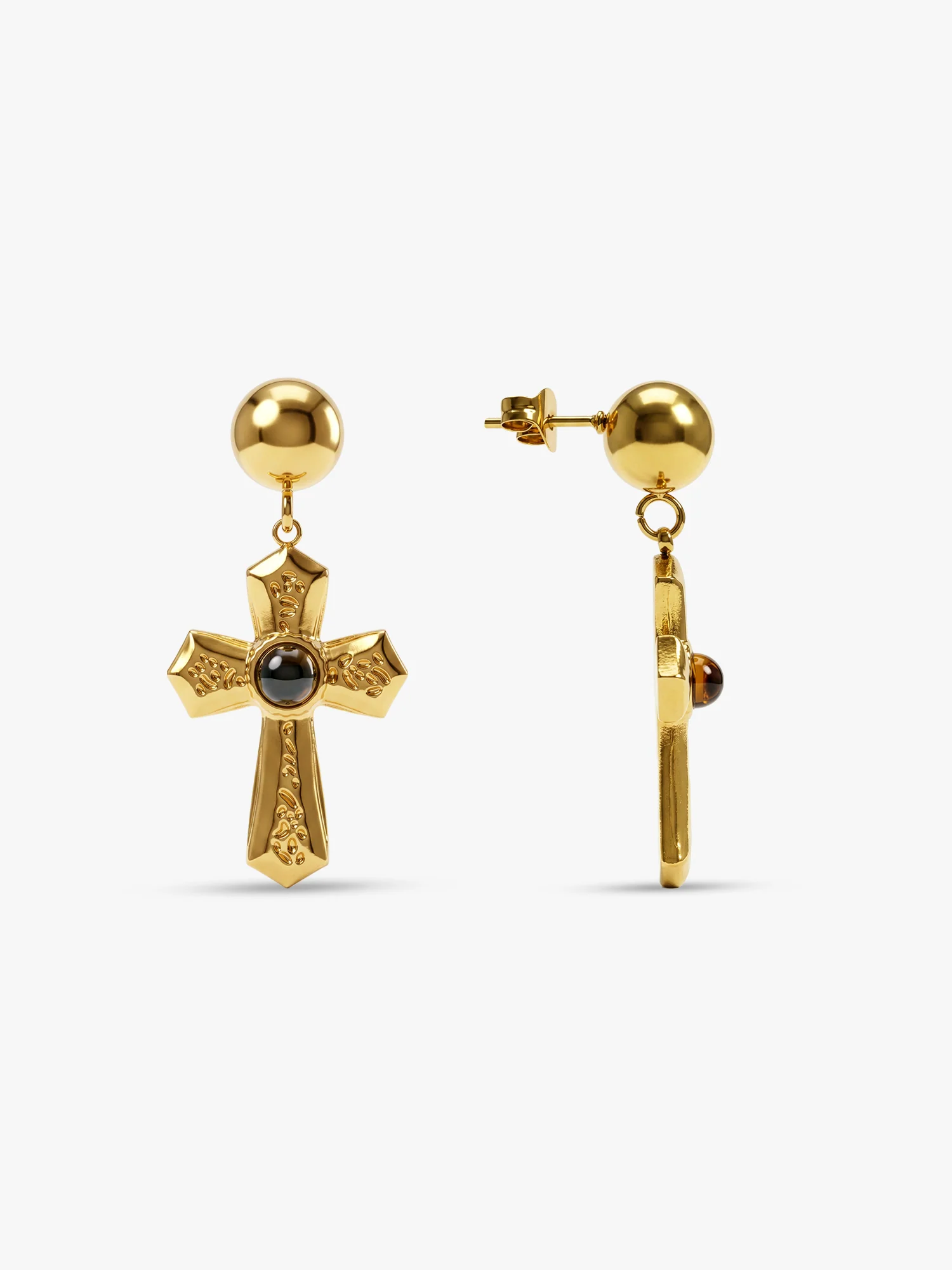 Rebel Cross Edge Gold Plated Earrings - Image 5