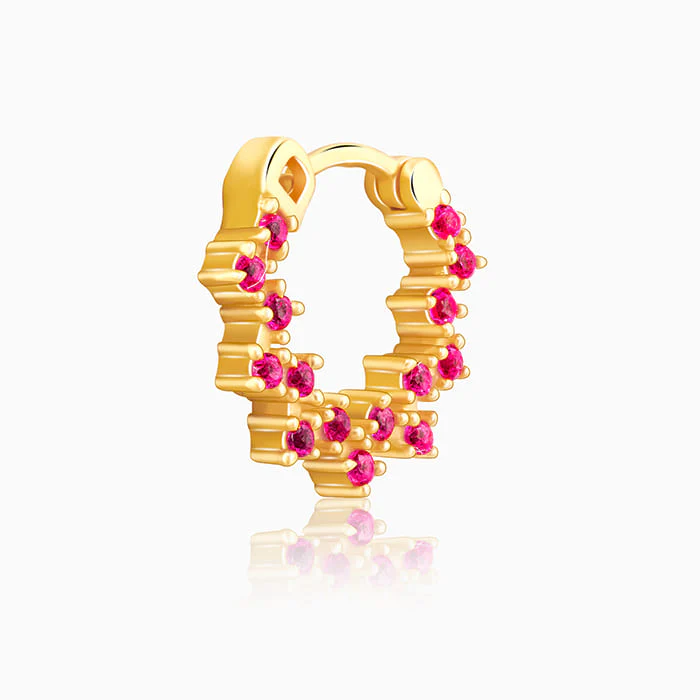 Golden Zig-Zag Red Nose Ring - Image 4