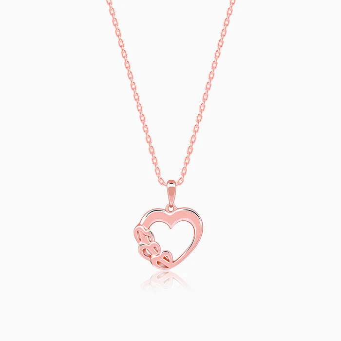 Rose Gold All Hearts Pendant With Link Chain