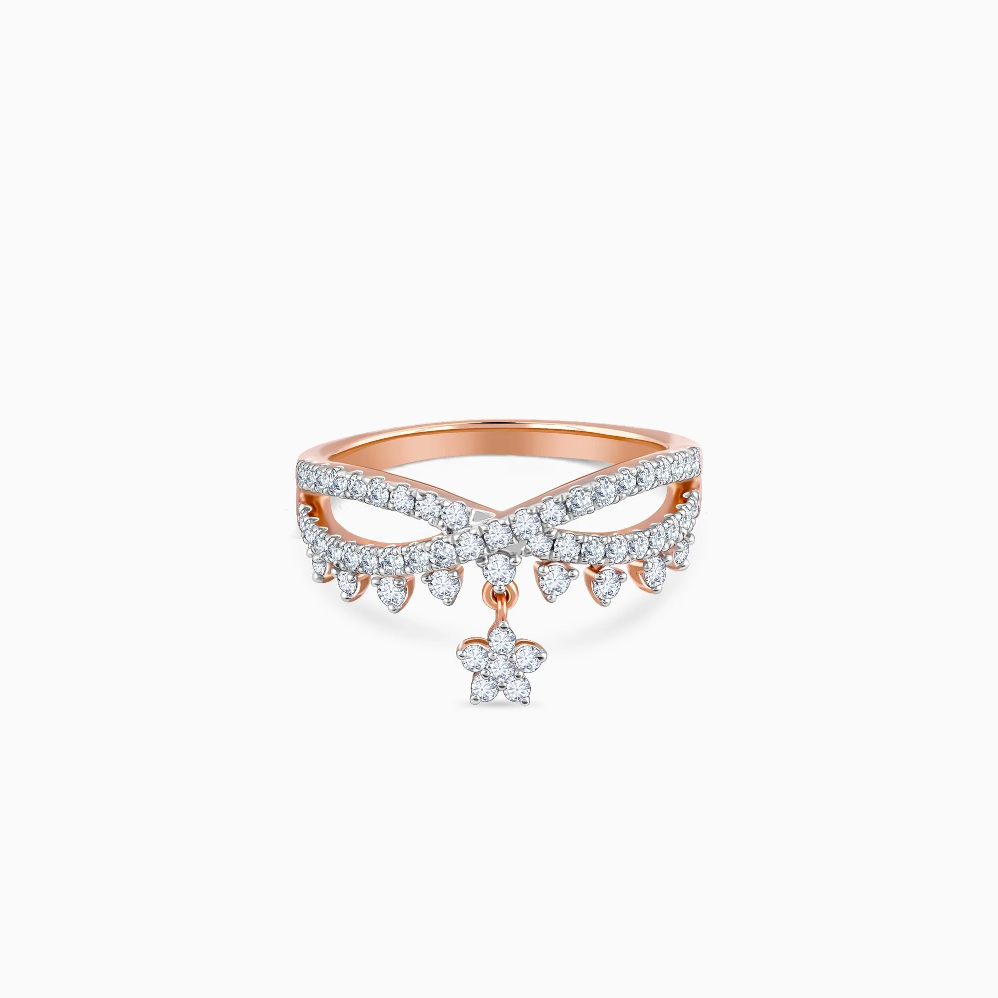 Rose Gold Party Floral Diamond Ring