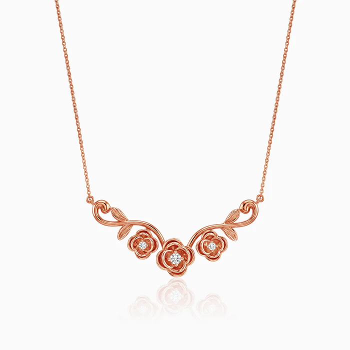 Rose Gold Artsy Floral Necklace