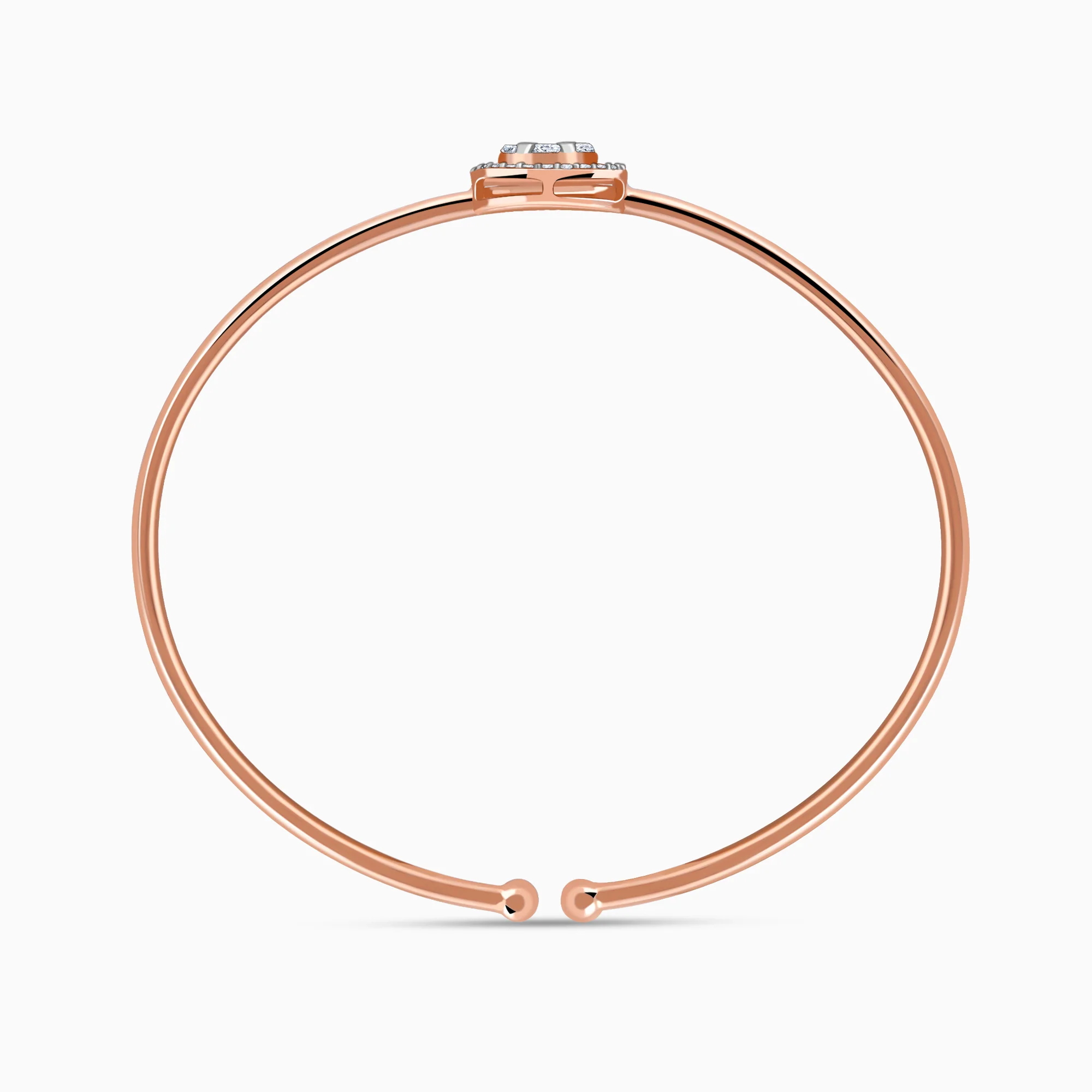 Rose Gold Aster Halo Lab Grown Diamond Bangle - Image 5