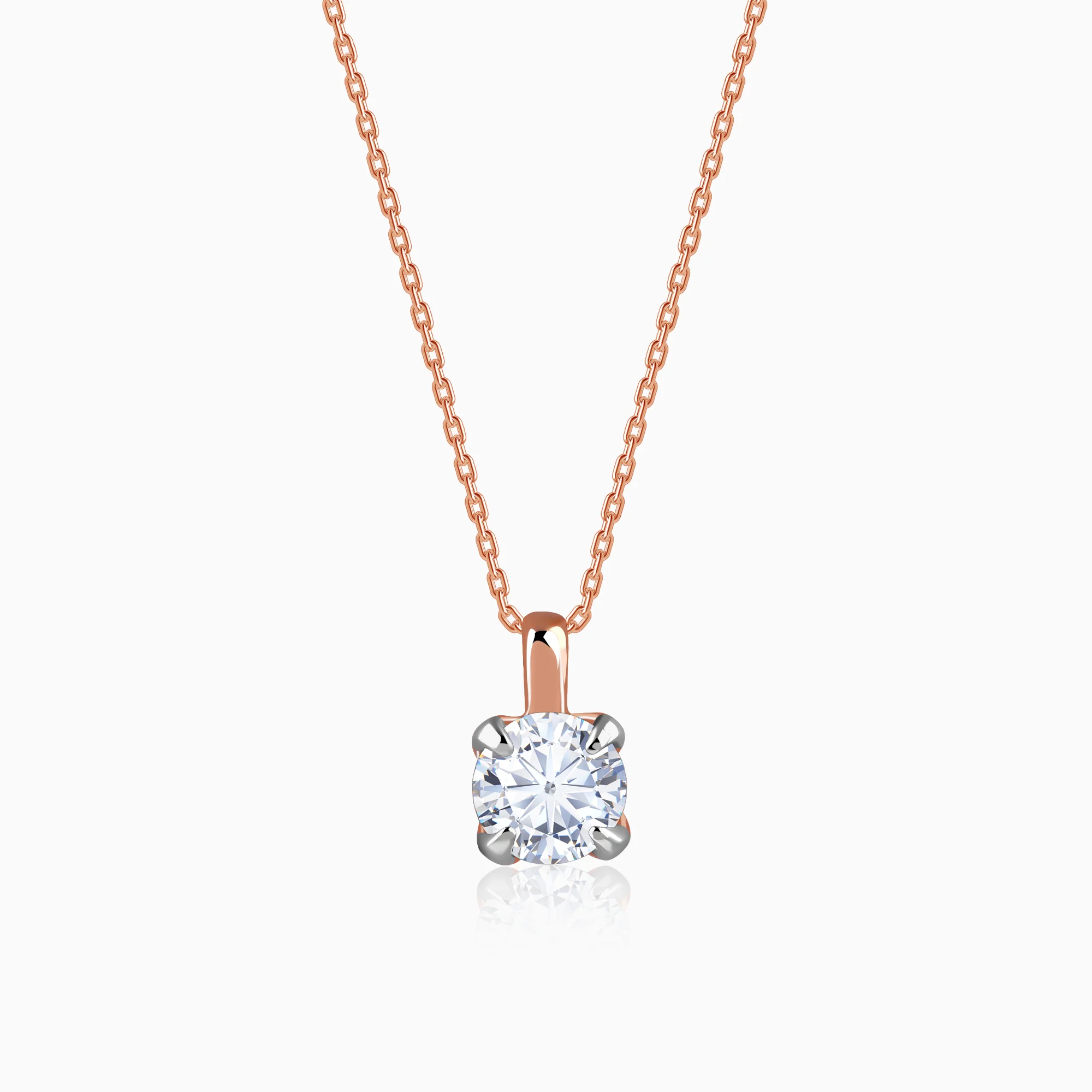 Rose Gold Aurora Gem Lab Grown Diamond Solitaire Pendant