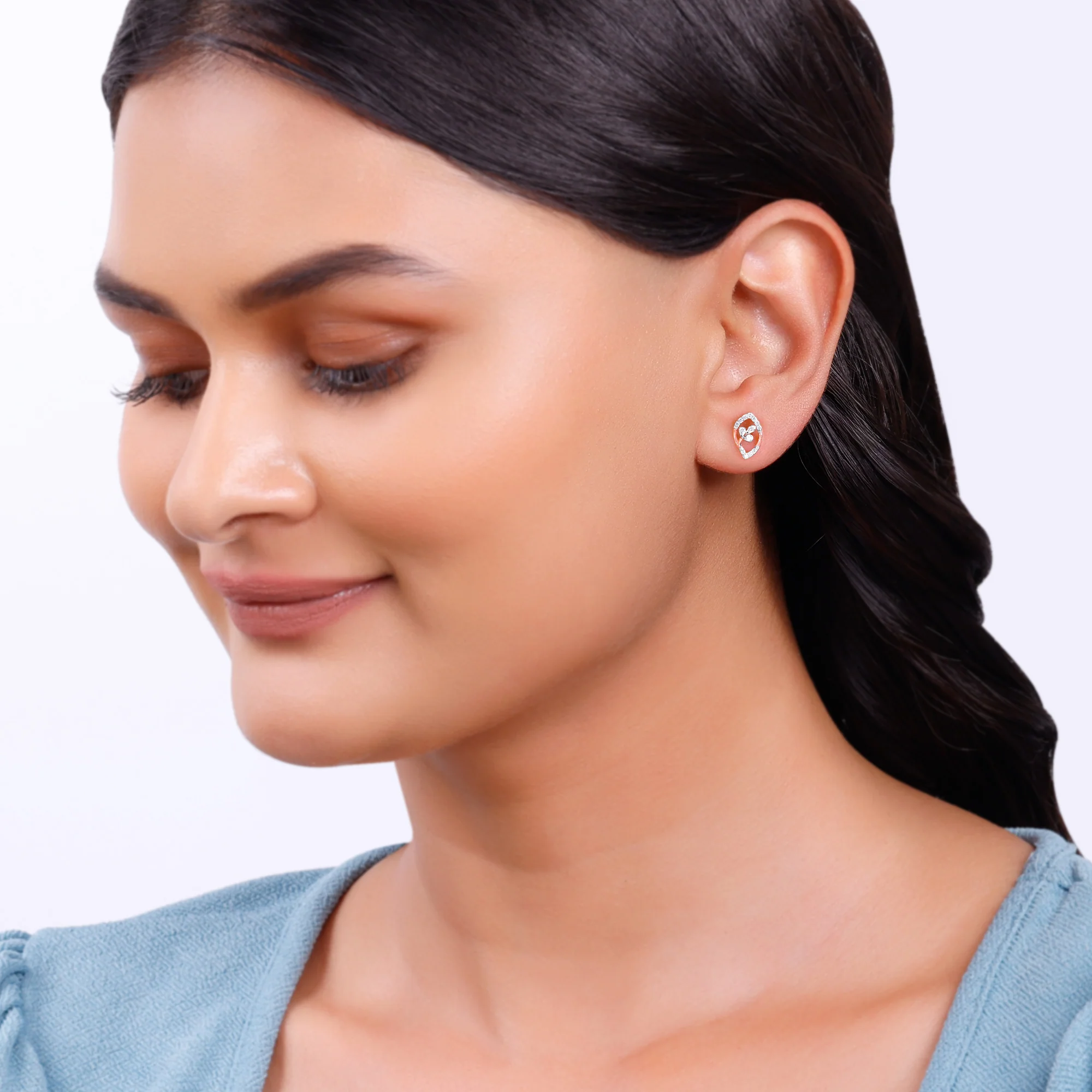 Rose Gold Aurora Gleam Lab Grown Diamond Studs - Image 3