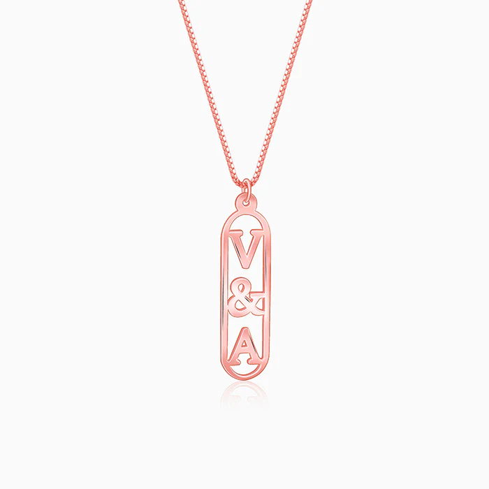 Rose Gold Bar Initial Personalised Pendant For Him