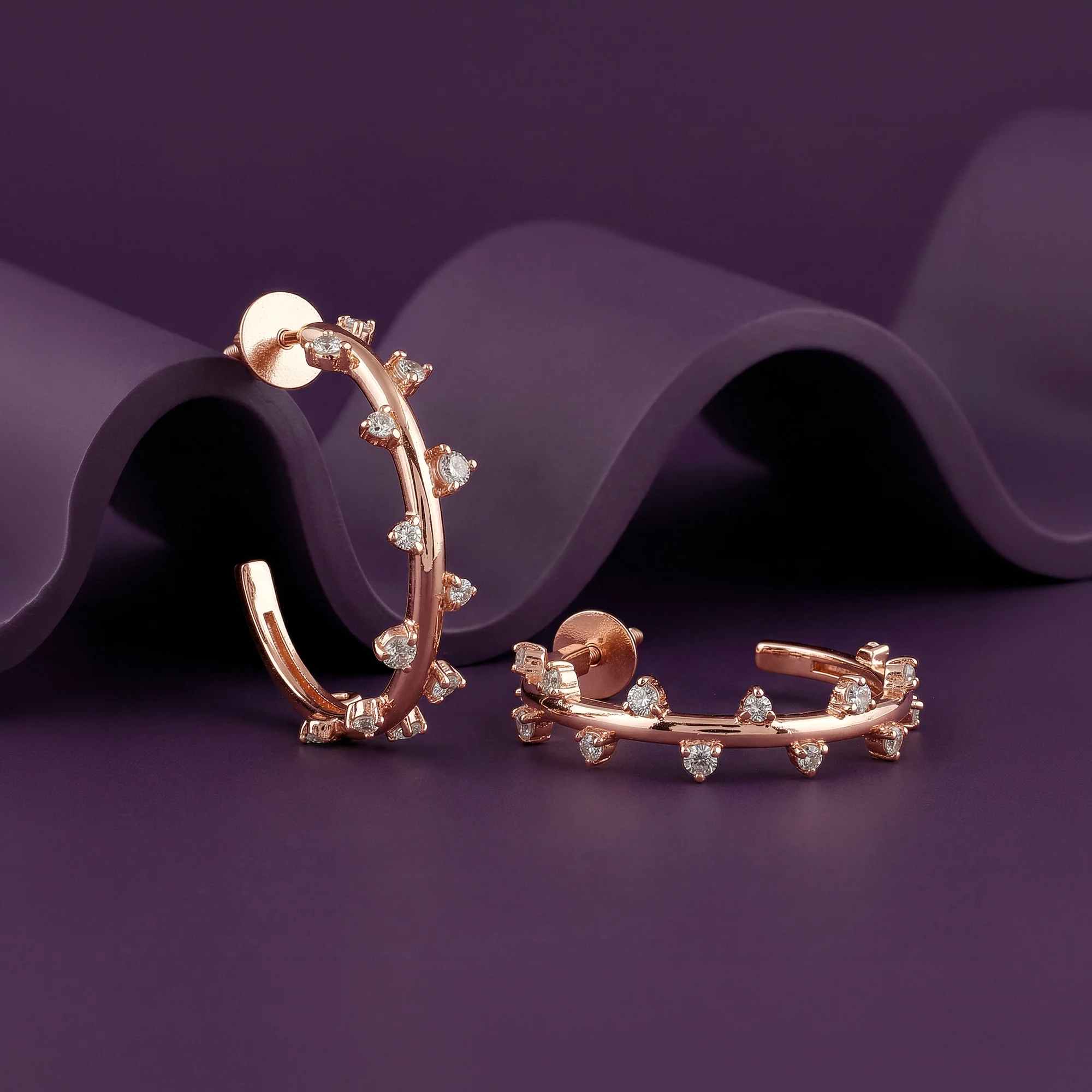 Rose Gold Beautiful Things J Hoop Earrings - Image 2