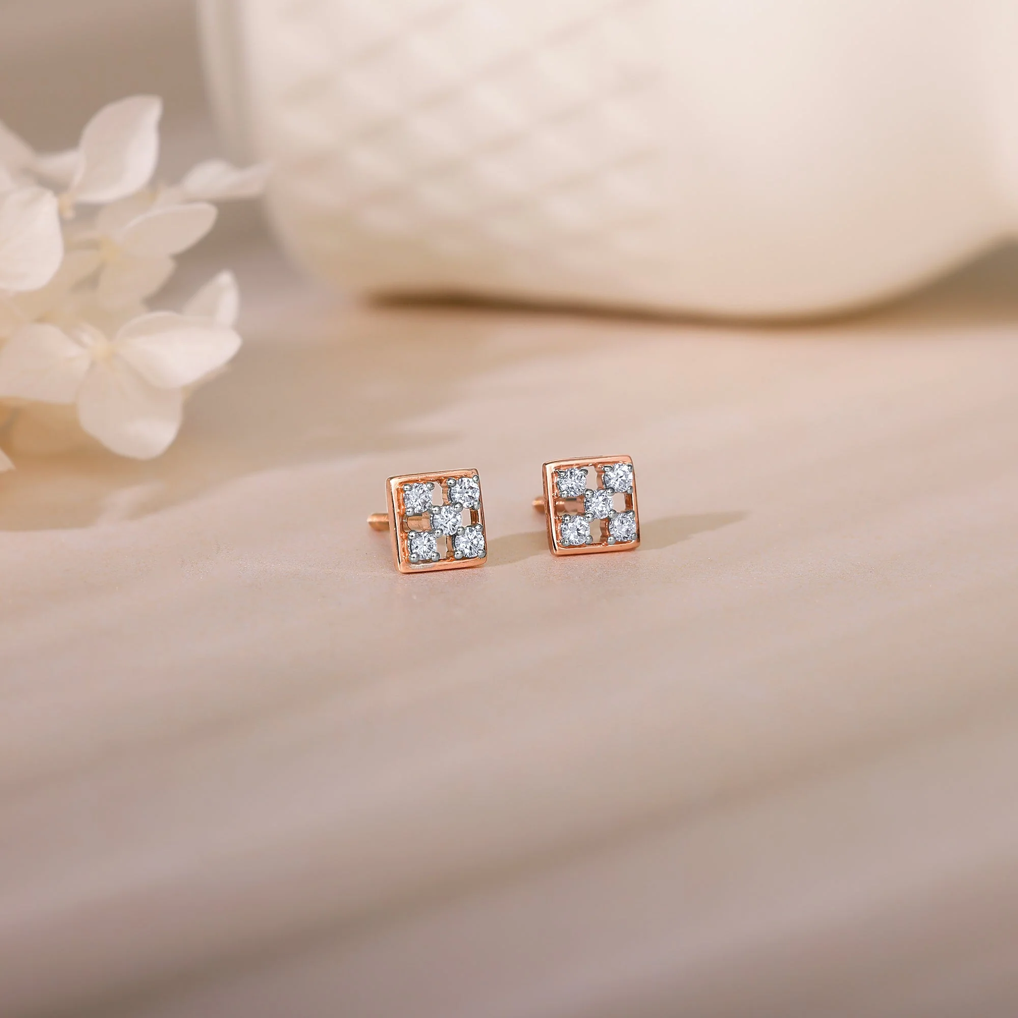 Rose Gold Blissful Moments Diamond Studs - Image 2