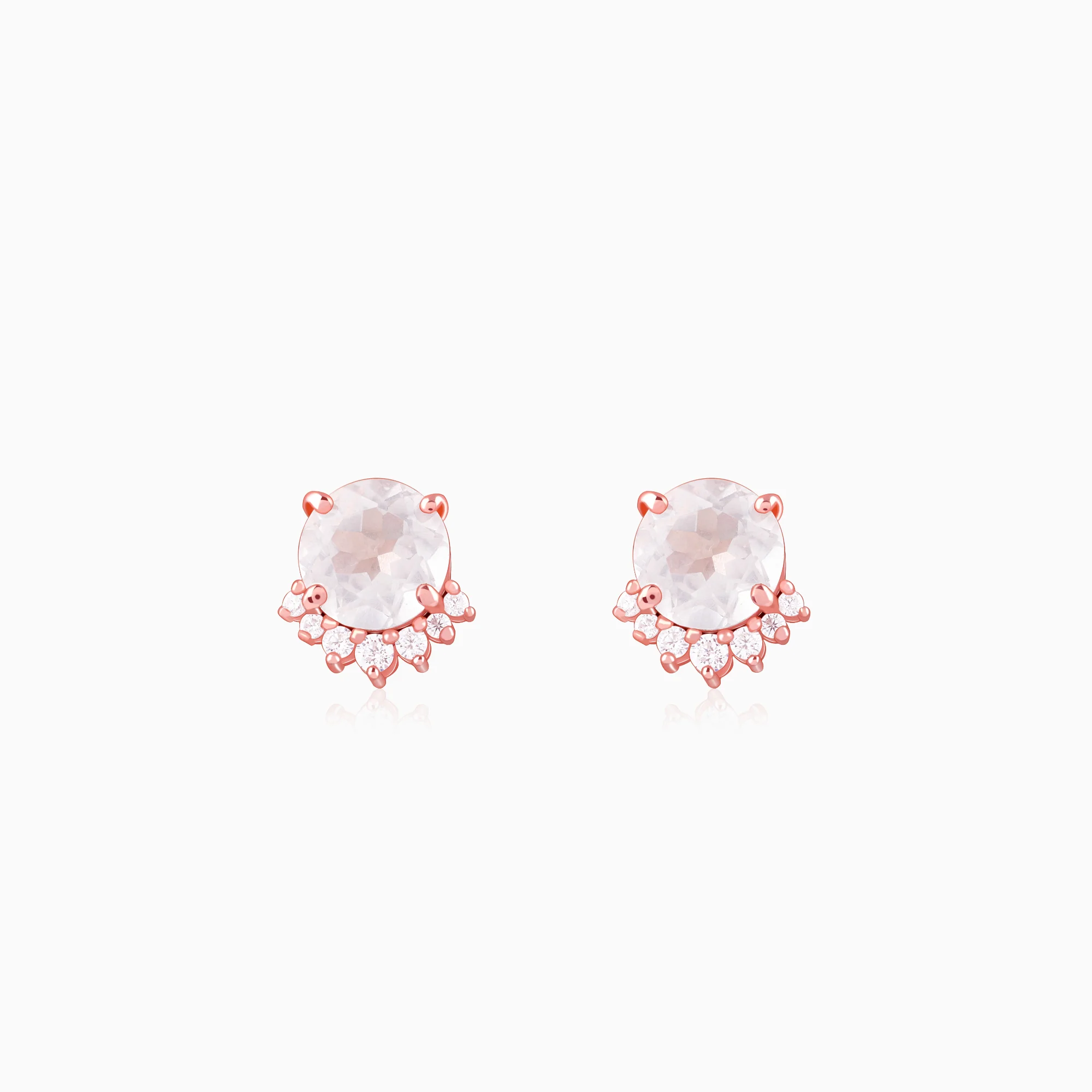 Rose Gold Bloom Rose Quartz Stud Earrings
