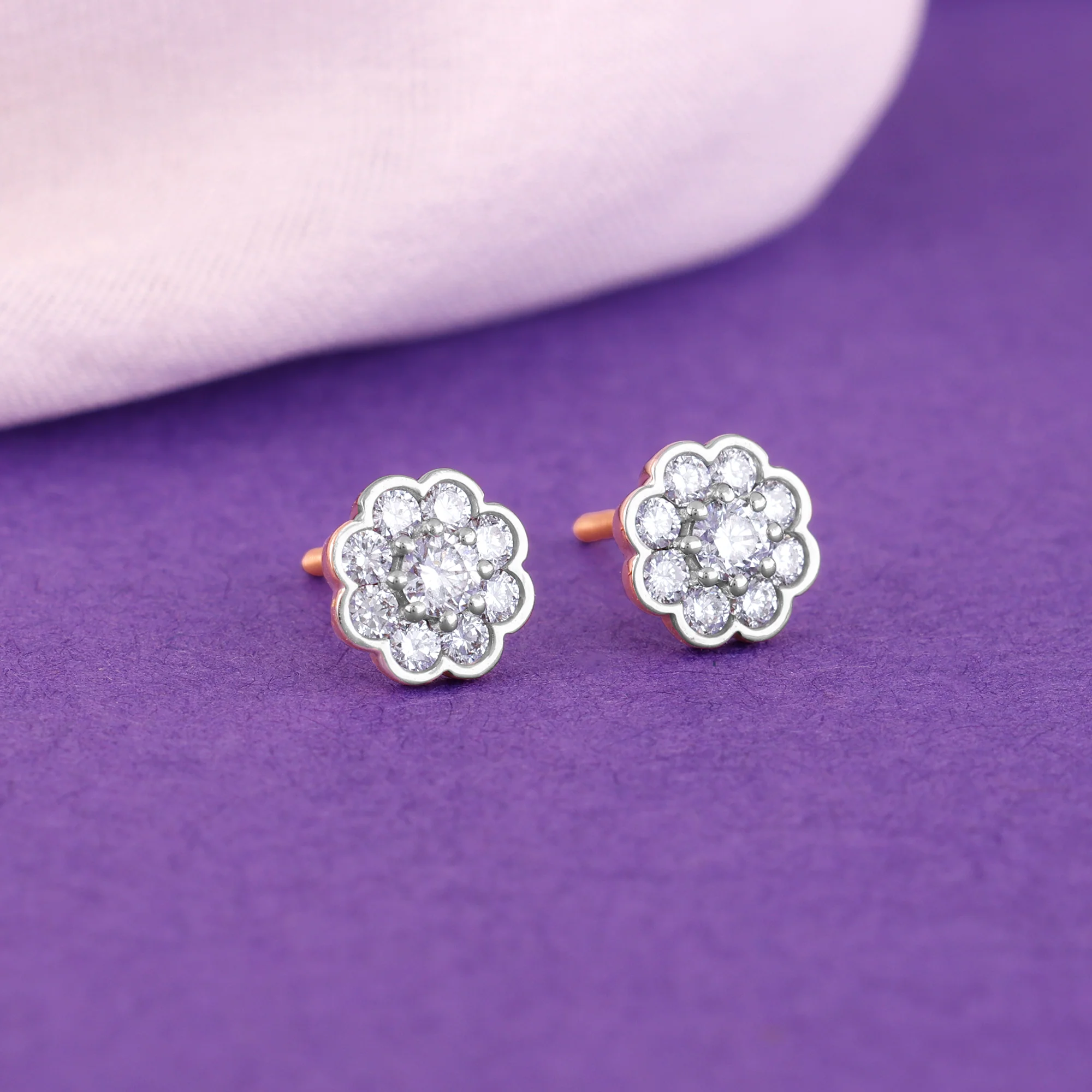 Rose Gold Blooming Cluster Lab Grown Diamond Earrings - Image 2