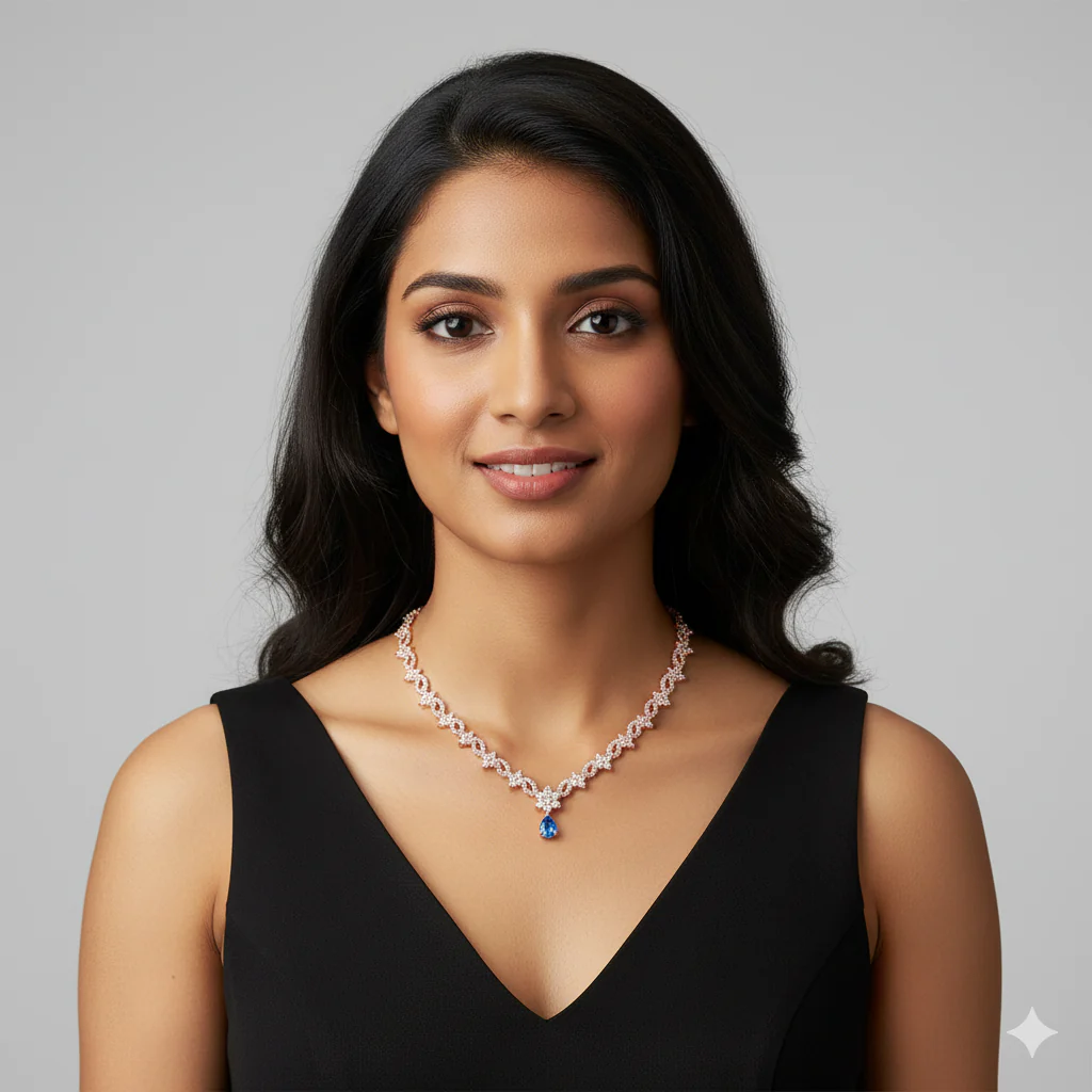Rose Gold Blue Moon Necklace - Image 6