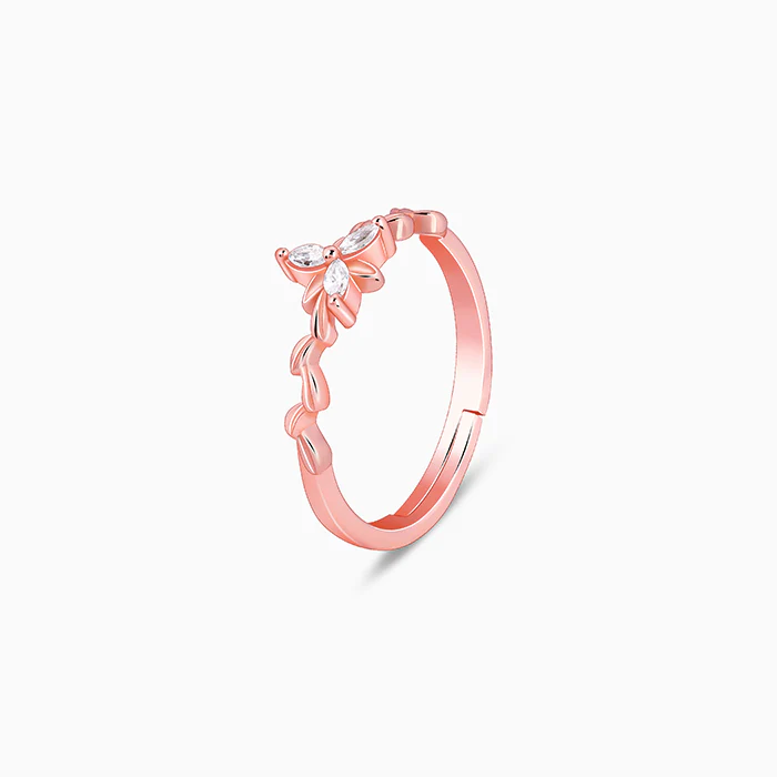 Rose Gold Bluebell Floral Ring - Image 4